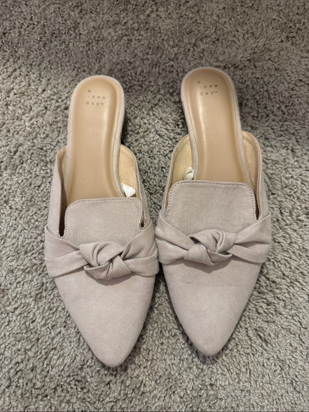 a new day Dusty Blush Suede Knot Pointed Mules